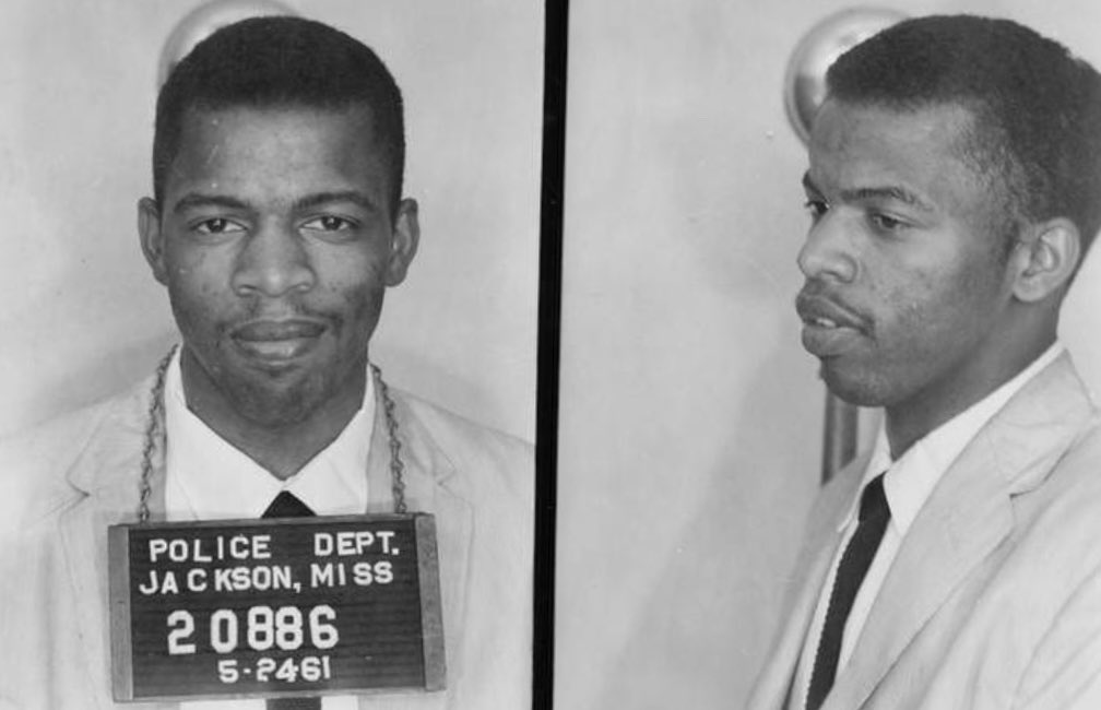 A mugshot of 21-year-old John Lewis for using a "white" restroom during the Freedom Rides of 1961.
