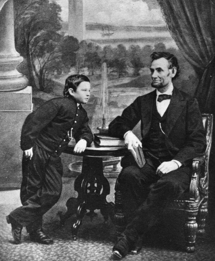 Abraham Lincoln and his son, Thomas, in 1860.
